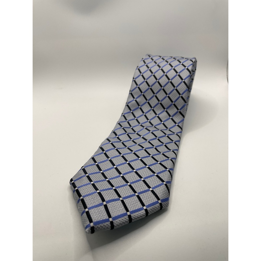 Edwards Necktie Mens OS Gray Pre-Owned Geometric Plaid